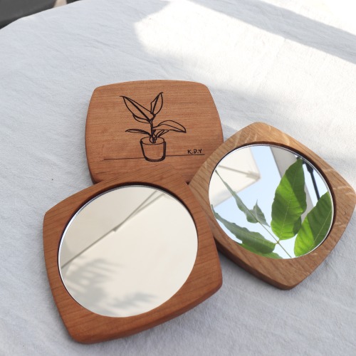 사각 나무 손거울 제작 원목 우드 이니셜 (각인 가능)